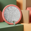 Main image of circular silver-look parked steering wheel cover with coral border sage loop and plain kraft box